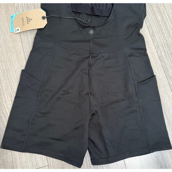 Prana Becksa Shortie One Piece Fitted Romper Built in Bra - Black Sz Medium $99 - Picture 5 of 8